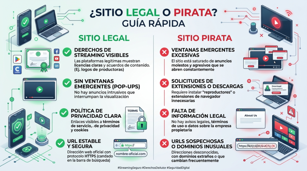 infografia para ¿Cómo identificar si un sitio de streaming es pirata o legal