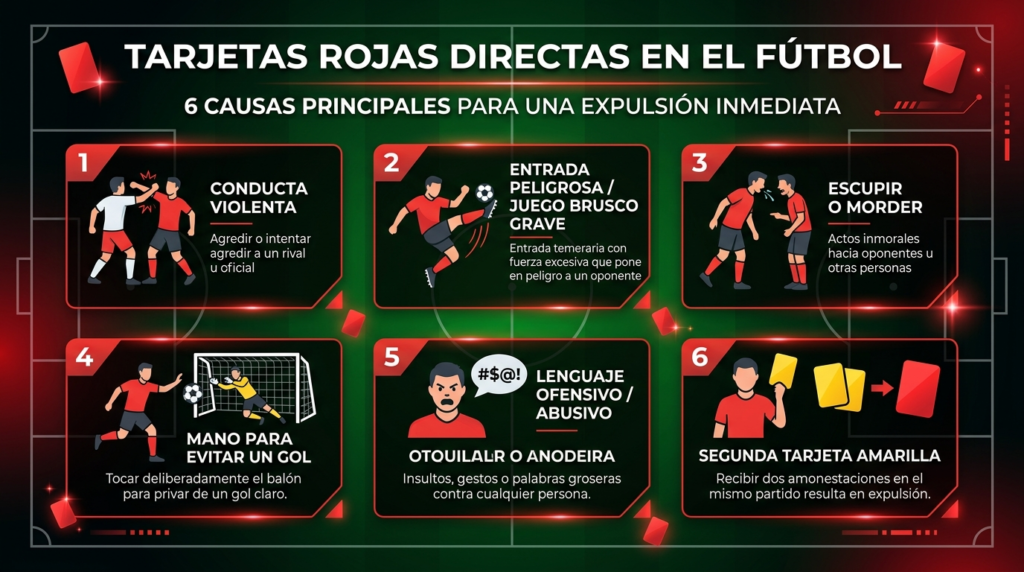 infografia para ¿Cuándo muestra el árbitro una tarjeta roja directa