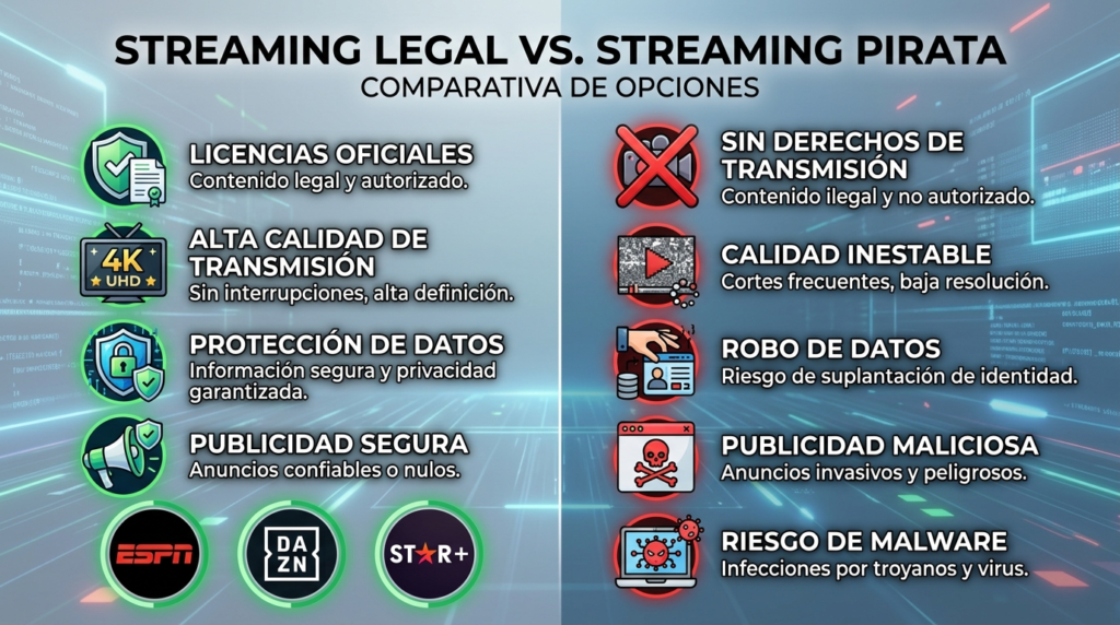 infografia para ¿Qué diferencia hay entre streaming legal y streaming pirata