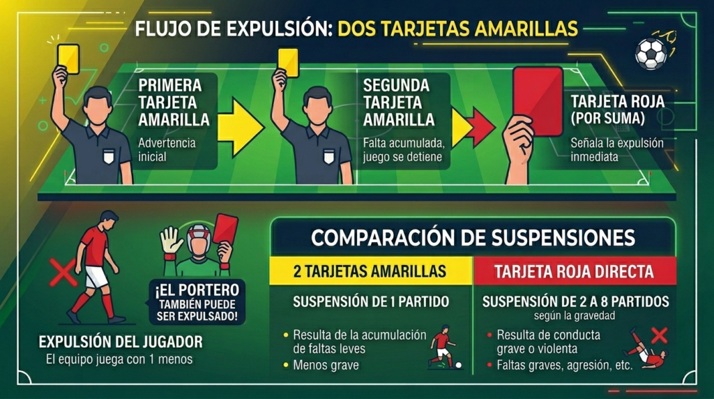 infografia para ¿Qué es una tarjeta roja por doble amarilla