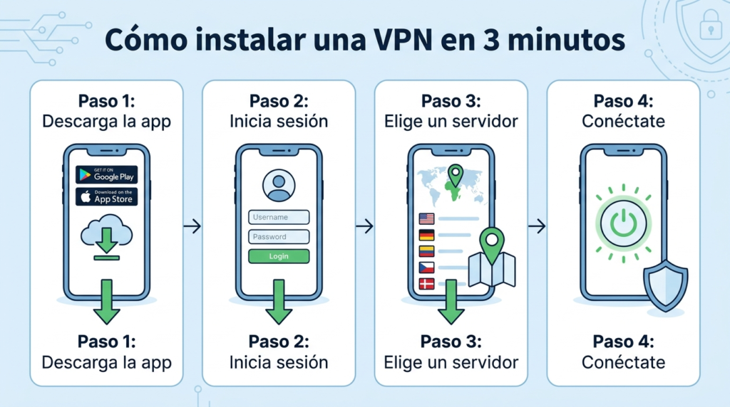 infografia para ¿Cómo instalar una VPN en cada dispositivo