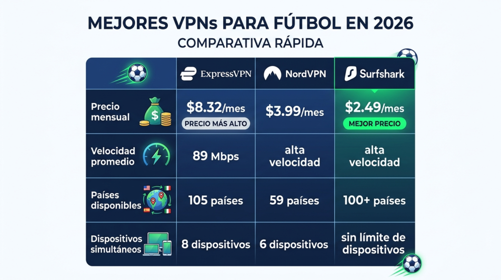 infografia para ¿Cuáles son las mejores VPN para ver fútbol en 2026

